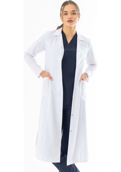 Spor Yaka Maxi Boy Kadın Doktor Önlüğü Alpaka Kumaş Beyaz (BKO008) fırsatları