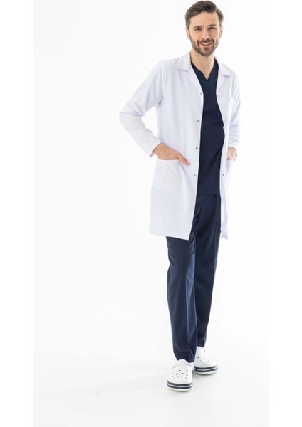 Spor Yaka Uzun Boy Erkek Doktor Önlüğü Alpaka Kumaş Beyaz (BEO102) fiyatları
