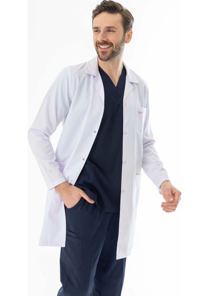 Spor Yaka Uzun Boy Erkek Doktor Önlüğü Alpaka Kumaş Beyaz (BEO102) modelleri
