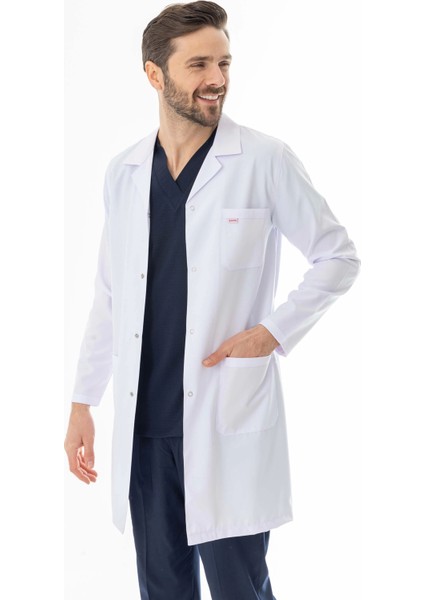 Spor Yaka Uzun Boy Erkek Doktor Önlüğü Alpaka Kumaş Beyaz (BEO102) fırsatları
