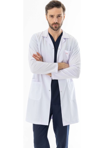 Spor Yaka Uzun Boy Erkek Doktor Önlüğü Alpaka Kumaş Beyaz (BEO102) indirimleri