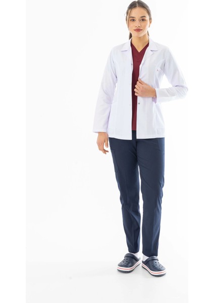 Spor Yaka Kulplu Kadın Doktor Önlüğü Alpaka Kumaş Ceket Boy (BKO005) fiyatları