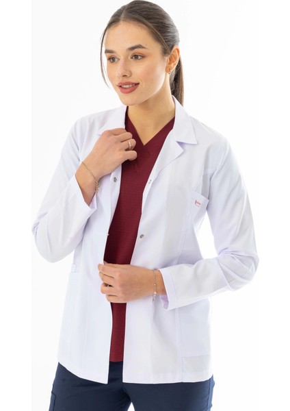 Spor Yaka Kulplu Kadın Doktor Önlüğü Alpaka Kumaş Ceket Boy (BKO005) fırsatları