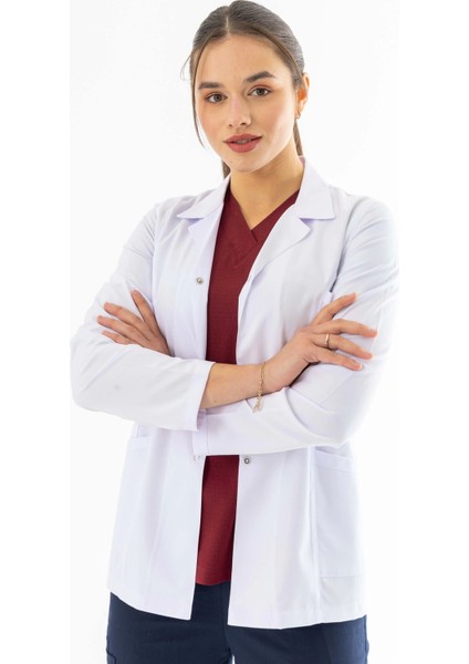 Spor Yaka Kulplu Kadın Doktor Önlüğü Alpaka Kumaş Ceket Boy (BKO005) indirimleri