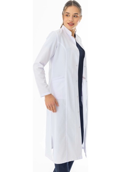 Hakim Yaka Maxi Boy Kadın Doktor Önlüğü Alpaka Kumaş Beyaz (BKO004) fırsatları