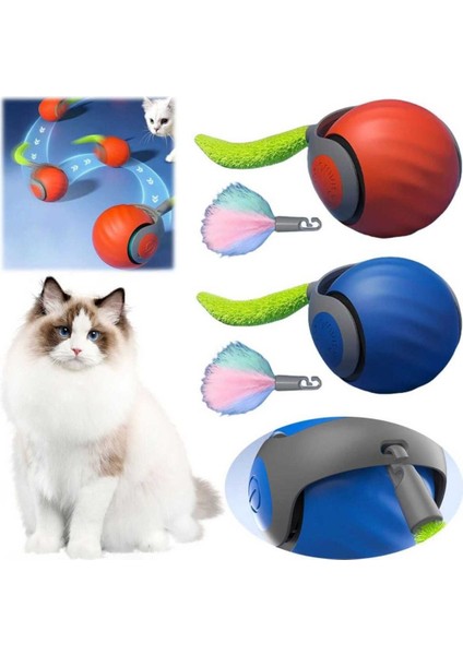 Hareketli Otomatik Yuvarlanan Tüylü Top Kedi Oyuncağı