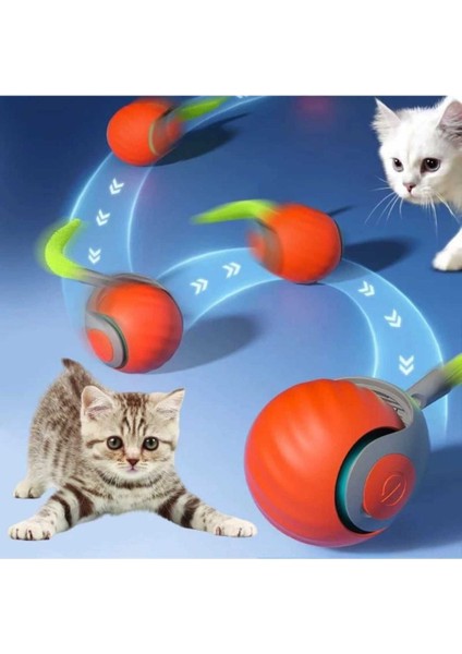 Hareketli Otomatik Yuvarlanan Tüylü Top Kedi Oyuncağı