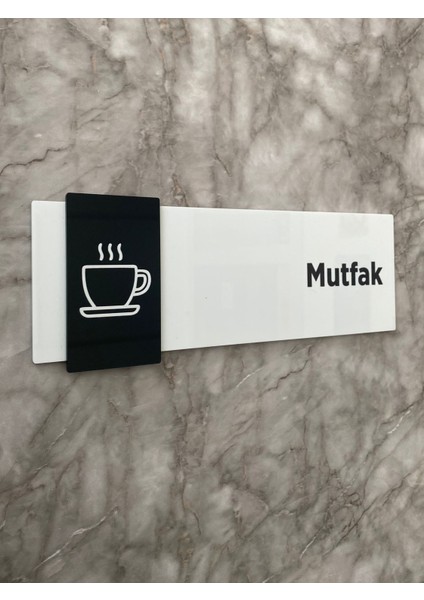 Basic Pearl Black Seri Mutfak Kapı Isimliği Yönlendirme Levhası