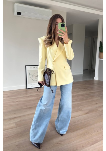 Sarı Belden Oturtmalı Premium Blazer Ceket modelleri