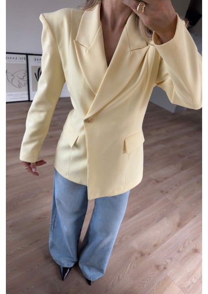 Sarı Belden Oturtmalı Premium Blazer Ceket indirimleri
