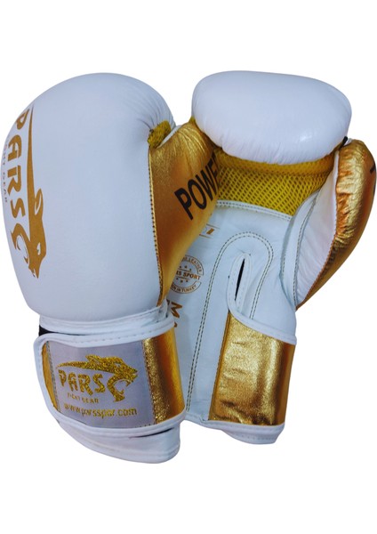 Power2 Hakiki Deri Boks Eldiveni Beyaz-Gold Yüksek Darbe Emici Özelliklerle Antrenman İçin fiyatları