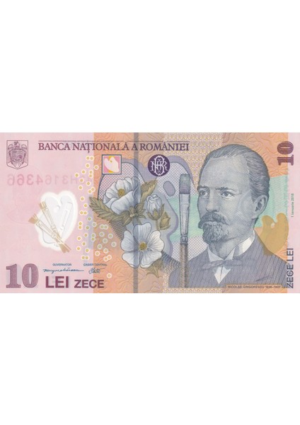 Romanya, 10 Lei, (2018) Çil Eski Yabancı Polimer Para