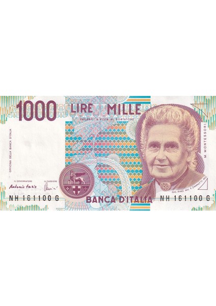 Italya, 1.000 Lire (1990) P#114C Çil Yabancı Eski Kağıt Para