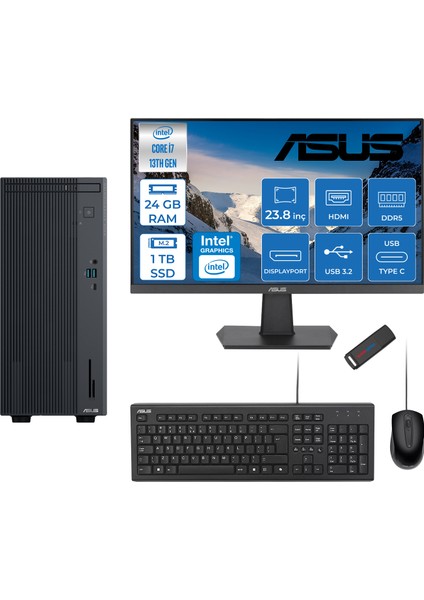 Expertcenter P500MV Intel Core I7-13620H 24GB Ddr5 1tb SSD Freedos 100Hz 23.8 IPS Mon. Minitower Masaüstü Bilgisayar WB7136216512B0DF08+Zettausbbellek