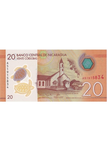 Nikaragua, 20 Kordoba (2019) Çil Eski Yabancı Polimer Para fiyatları