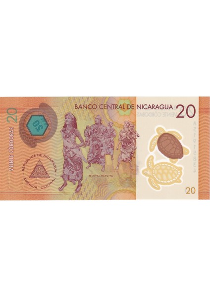 Nikaragua, 20 Kordoba (2019) Çil Eski Yabancı Polimer Para modelleri