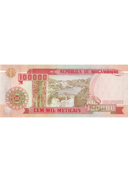 Mozambik, 100.000 Meticais (1993) Çil Eski Yabancı Kağıt Para