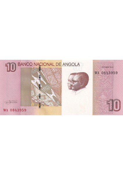 Angola, 10 Kwanza (2012) Çil Eski Yabancı Kağıt Para fiyatları