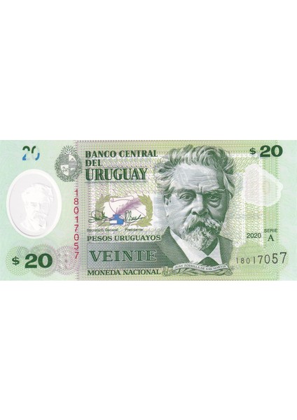 Uruguay, 20 Peso (2020) Çil Eski Yabancı Polimer Para fiyatları