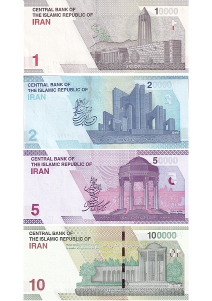 Iran, 2021 Çil Eski Yabancı Kağıt Para Seti