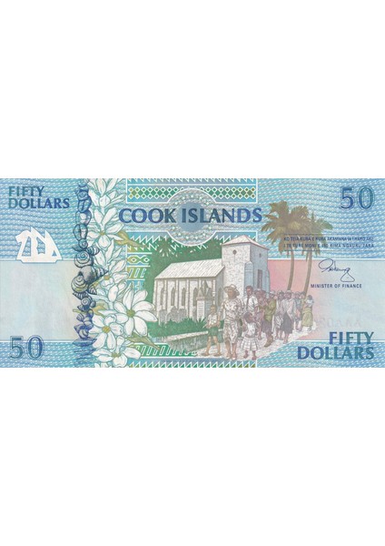 Cook Adaları, 50 Dolar (1992) P#10 Çil Eski Yabancı Kağıt Para