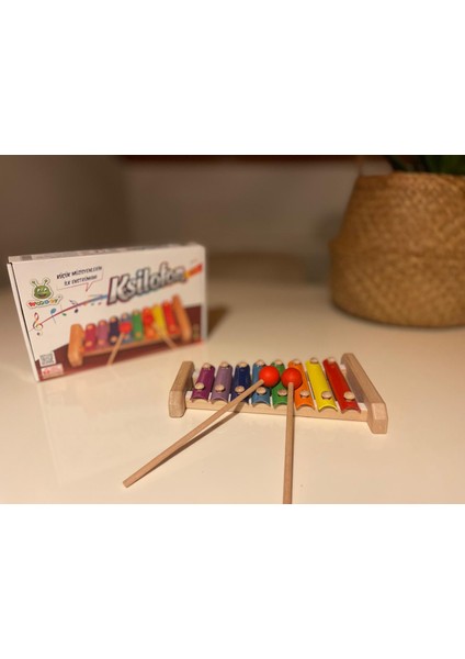 Ahşap Ksilofon Renkli 8 Nota Montessori Oyuncak