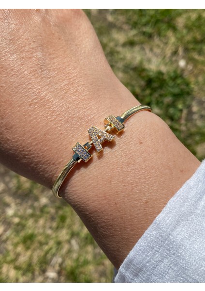 A Harfi Harf Bileklik Zirkon Taşlı Altın Renk fırsatları