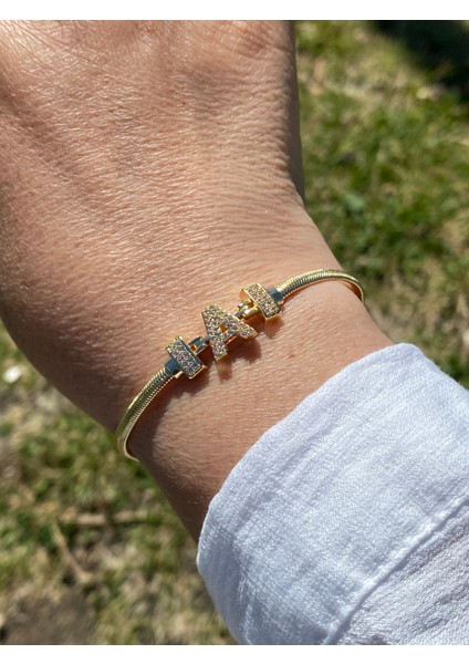 A Harfi Harf Bileklik Zirkon Taşlı Altın Renk indirimleri