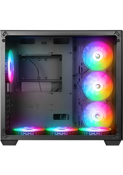 Iceblade Pro Black 7*12CM Argb Fan Kontrolcü Temperli Cam Kumandalı Atx Mid-T Gaming Oyuncu