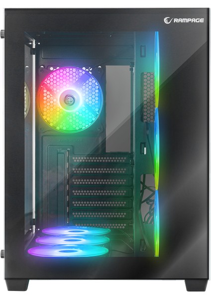Iceblade Pro Black 7*12CM Argb Fan Kontrolcü Temperli Cam Kumandalı Atx Mid-T Gaming Oyuncu