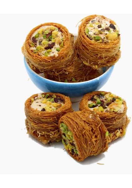 Kadayıflı Kaymaklı Bülbül Yuvası Lokum-Glutensiz-Tatlandırıcı Içemez-Doğal Enfes Lezzet (400 Gr)