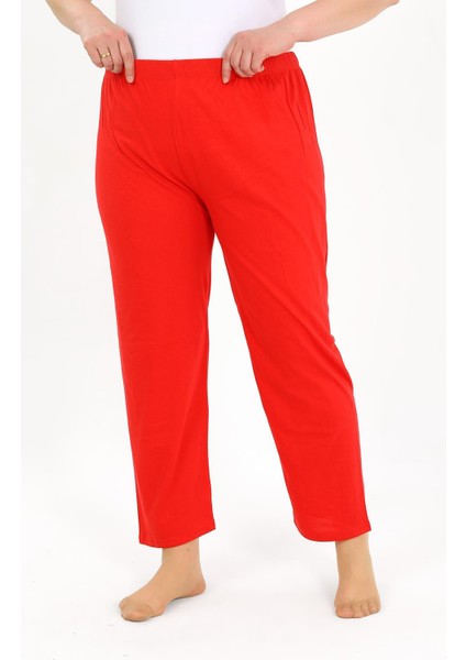 Kadın Pamuklu Büyük Beden Alt Pijama Kırmızı 27560 indirimleri