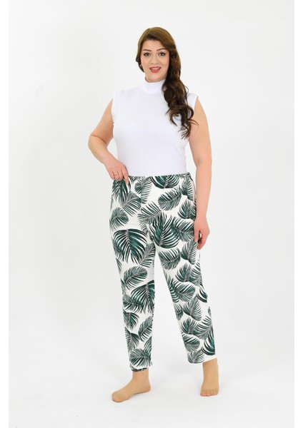 Kadın Pamuklu Büyük Beden Alt Pijama Yeşil 27563