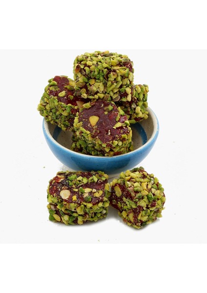 Antep Fıstıklı Nar Aromalı Burma Lokum-Glutensiz-Tatlandırıcı İçermez-Doğal Enfes Lezzet (400 gr)