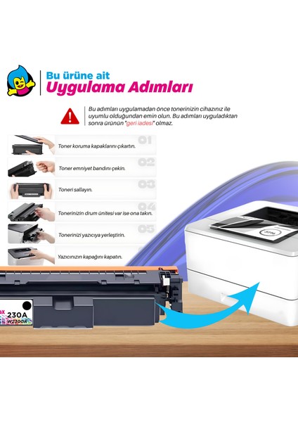 Hp Color Laserjet Pro Mfp 4303DW Muadil Toner Takımı / Hp 230A W2300A modelleri