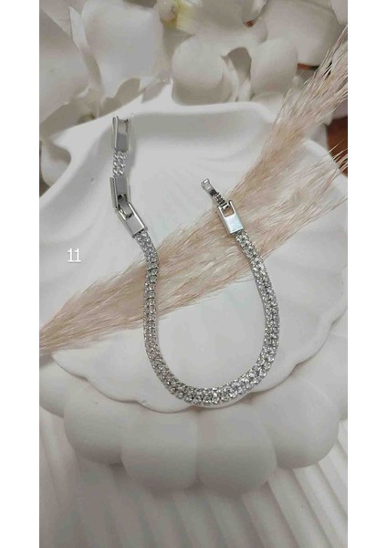 Çelik Su Yolu Bileklik Iki Sıra Zirkon Taşlı fiyatları