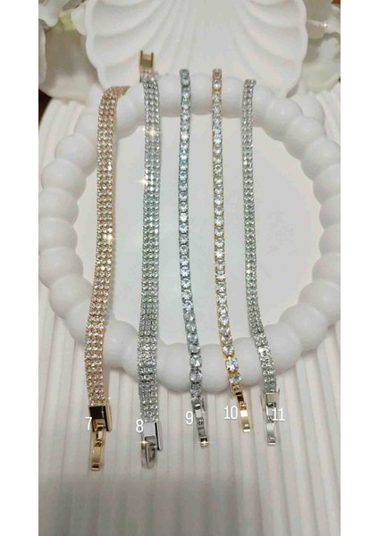 Çelik Su Yolu Bileklik Iki Sıra Zirkon Taşlı indirimleri