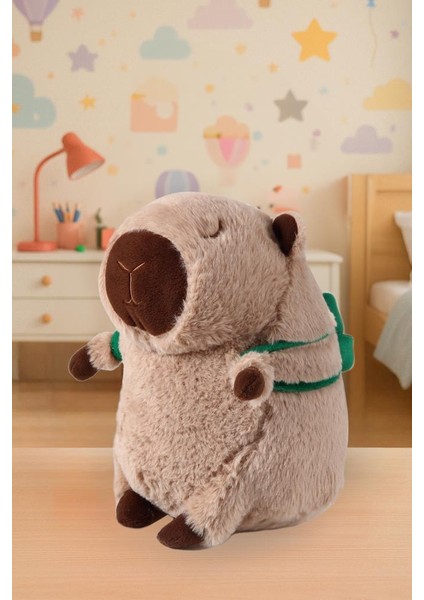 Sevimli Kapibara Kaplumbağa Oturan Sırt Çantalı Peluş Oyuncak 33CM