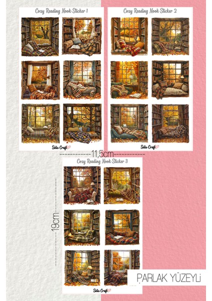 Cozy Reading Nook Temalı Parlak Sticker 01-02-03 Ajanda Planlayıcı Bullet Journal Için Uygundur