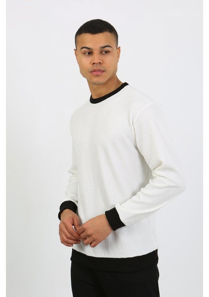 Erkek Uzun Kol Manşetli Paça Penye Pijama Takımı 6870 Beyaz fırsatları