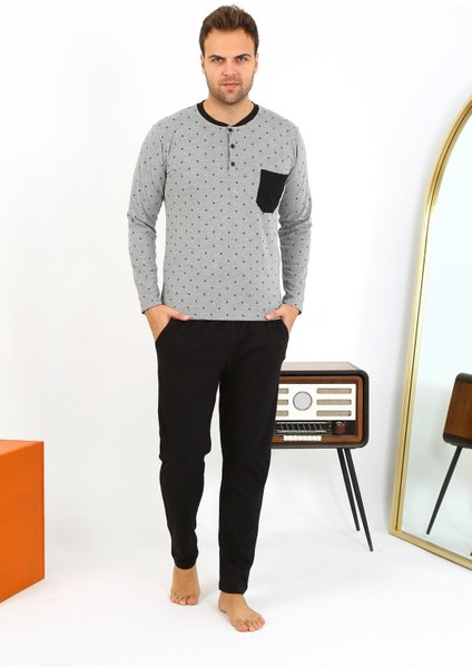 Erkek Uzun Kol Penye Füme Pijama Takımı 6861 fırsatları