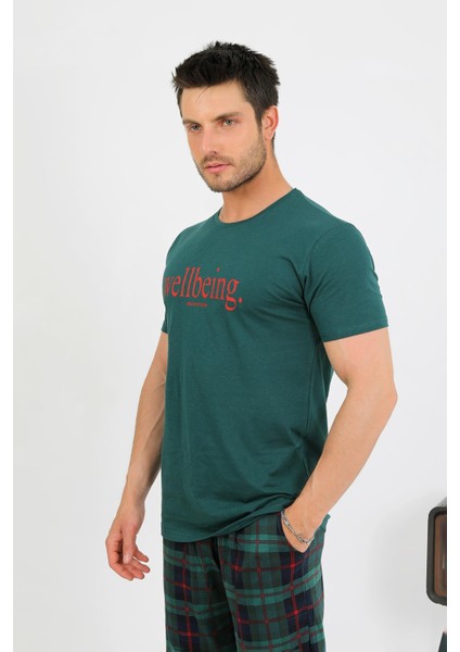 Erkek Pamuk Kısa Kol Pijama Takım Zümrüt 6875 modelleri