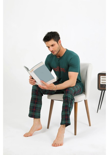 Erkek Pamuk Kısa Kol Pijama Takım Zümrüt 6875 fırsatları