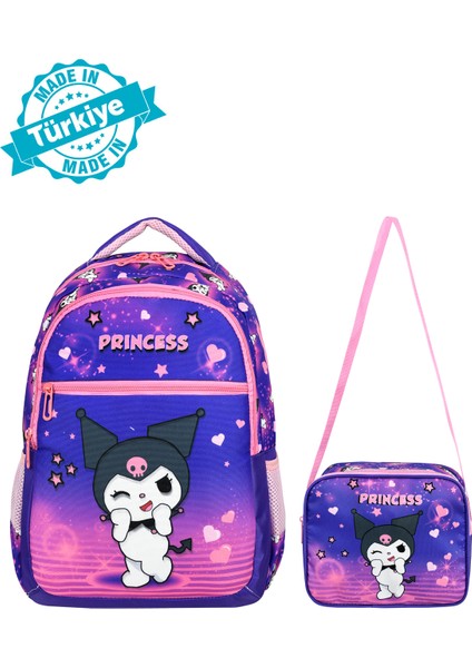 Mor Kuromi Desenli Ilkokul Çantası Beslenme Çantalı 25210