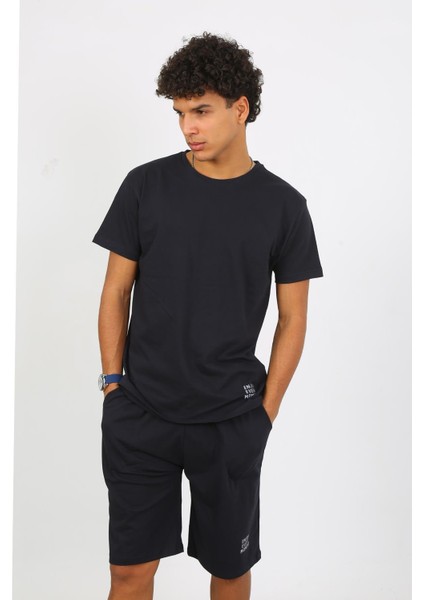 Erkek Pamuk Lakost Alt Üst Kaprili Pijama Takım Lacivert 6874