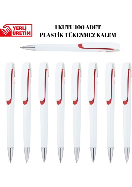 Plastik Tükenmez Kalem 100 Adet Basmalı Tükenmez Kalem Okul Iş Ofis Tükenmez Kalem