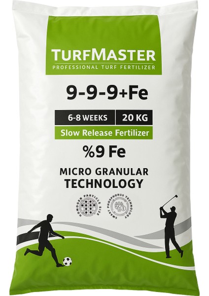 9-9-9+Fe %9 Demir Yavaş Salınımlı Profesyonel Çim Gübresi – 20 kg