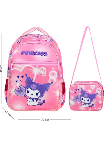 Pembe Kuromi Desenli Ilkokul Çantası Beslenme Çantalı 25211