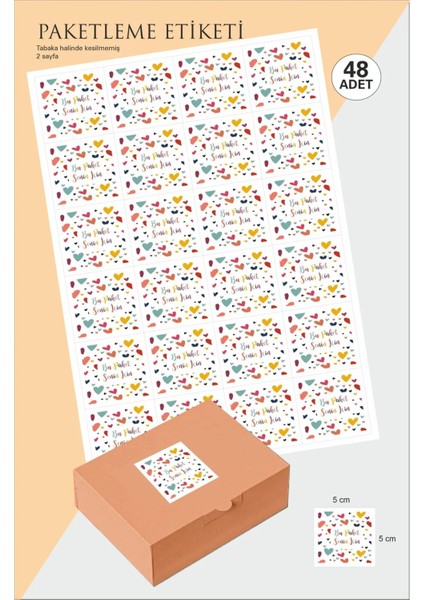 Bu Paket Senin Için Etiket 5x5 cm Paketleme Sticker Kesilmemiş 48 Adet