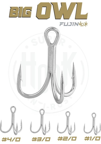 Big Owl Süper Anti-Rust Üçlü Kanca